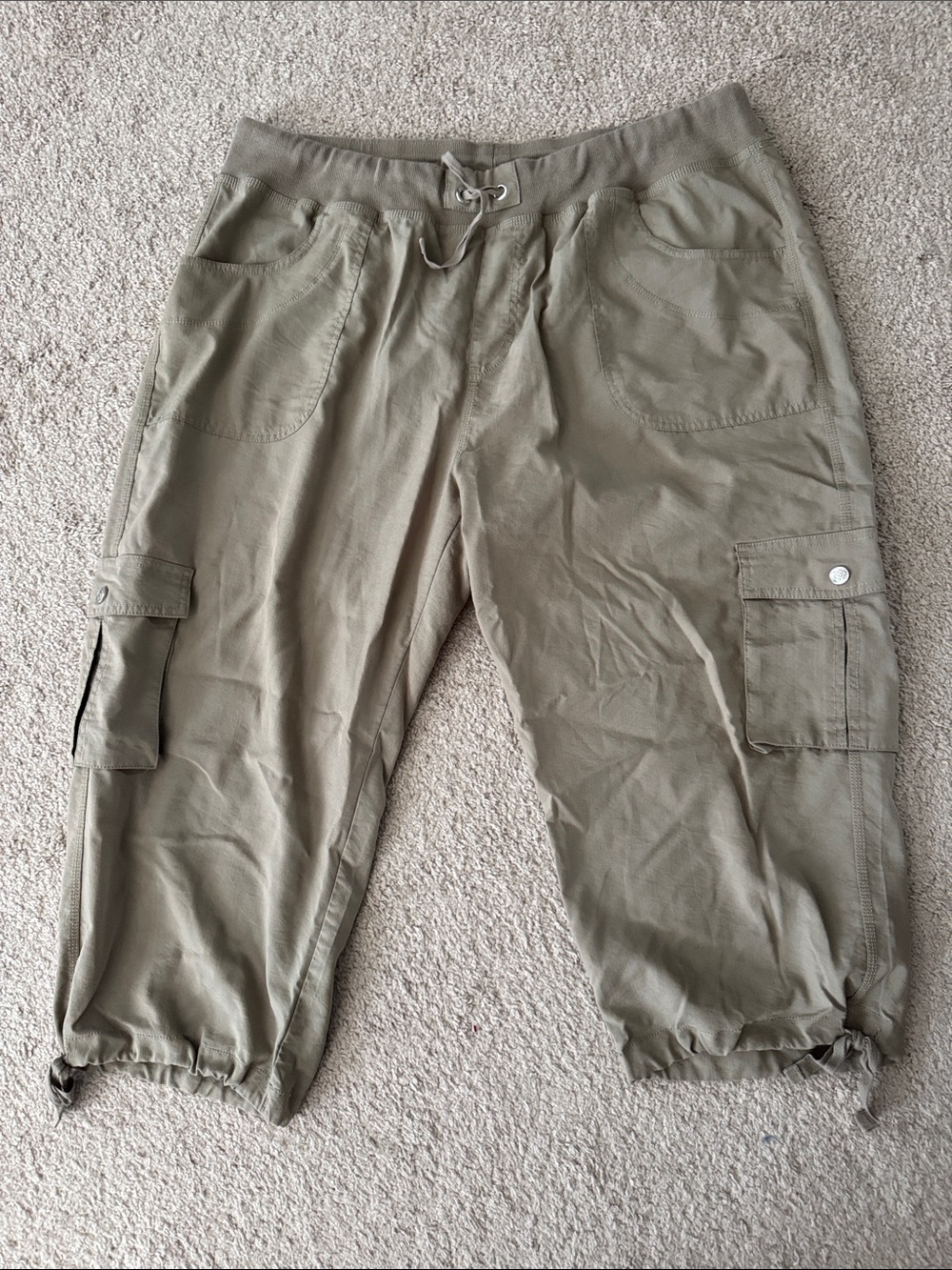 Casual Cargo Capris with Drawstring Hem